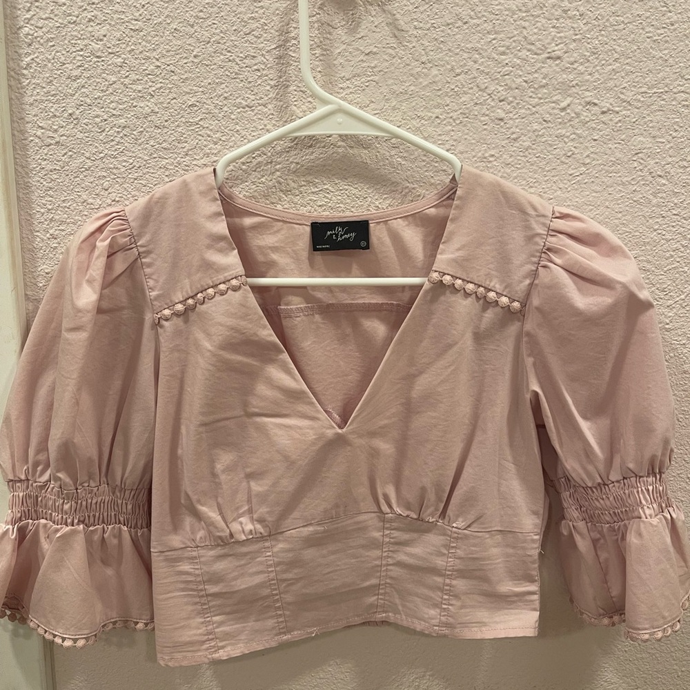 Cropped Light Pink Dressy Shirt